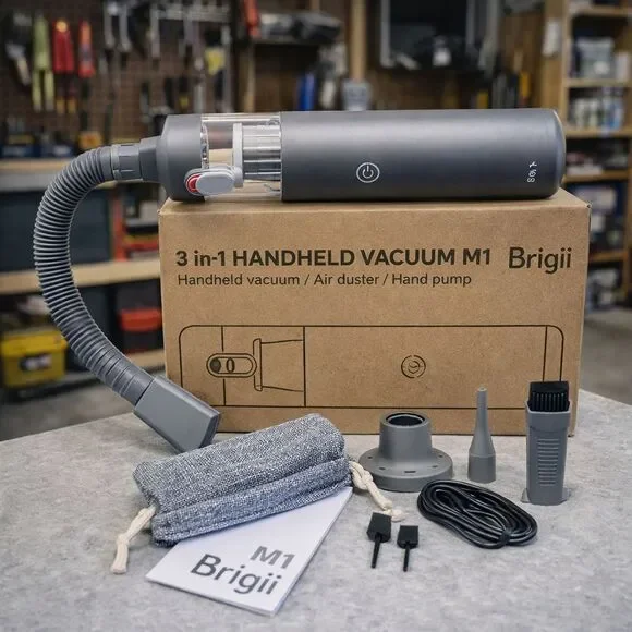 Brigii Mini Handheld Vacuum Cordless, 3 in 1-Car & Air Duster & Gray - Picture 2 of 9